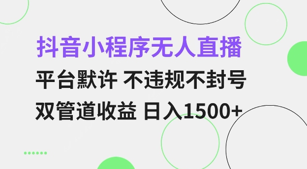 抖音小程序无人直播 平台默许 不违规不封号 双管道收益 日入多张 小白也能轻松操作【仅揭秘】-随风资源网