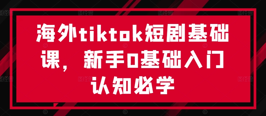 海外tiktok短剧基础课，新手0基础入门认知必学-随风资源网