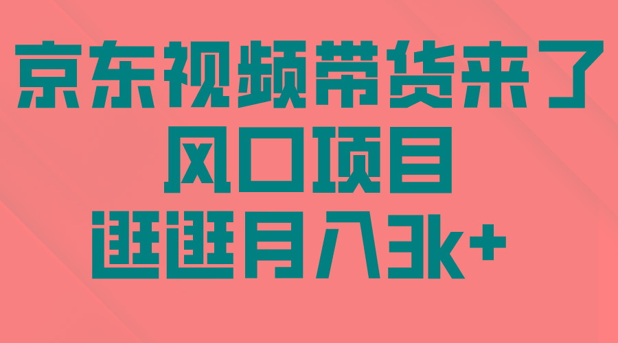 (10025期)京东短视频带货来了，风口项目，逛逛月入3k+-随风资源网