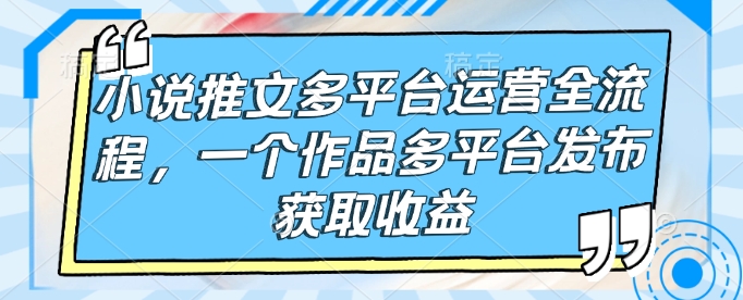 小说推文多平台运营全流程，一个作品多平台发布获取收益-随风资源网