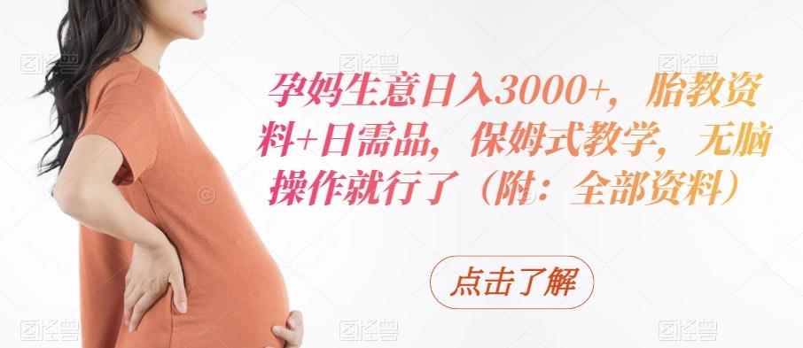 孕妈生意日入3000+，胎教资料+日需品，保姆式教学，无脑操作就行了（附：全部资料）-随风资源网