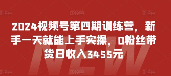 2024视频号第四期训练营，新手一天就能上手实操，0粉丝带货日收入3455元-随风资源网