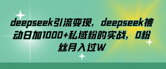 deepseek引流变现，deepseek被动日加1000+私域粉的实战，0粉丝月入过W-随风资源网