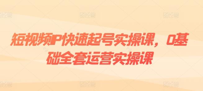 短视频IP快速起号实操课，0基础全套运营实操课，爆款内容设计+粉丝运营+内容变现-随风资源网