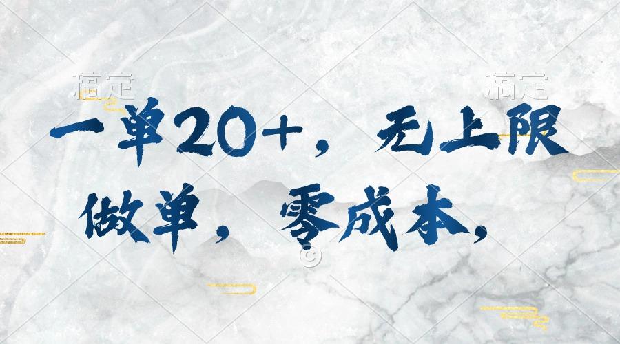 一单20+，无上限做单，零成本，执行就有收入-随风资源网