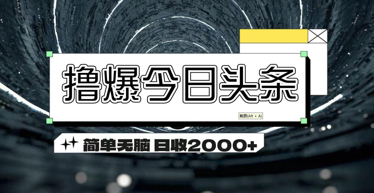 撸爆今日头条 简单无脑操作 日收2000+-随风资源网