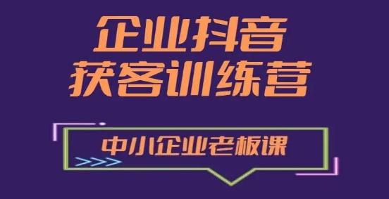 企业抖音营销获客增长训练营，中小企业老板必修课-随风资源网