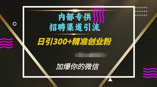 内部招聘渠道日引流300+创业粉，加爆你的微信【揭秘】-随风资源网