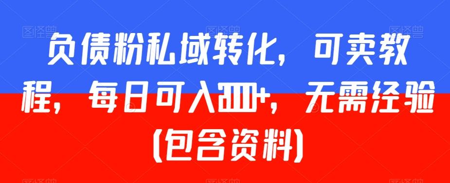负债粉私域转化，可卖教程，每日可入2000+，无需经验（包含资料）【揭秘】-随风资源网