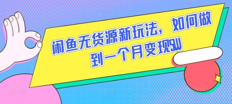 闲鱼无货源新玩法，如何做到一个月变现5W【揭秘】-随风资源网