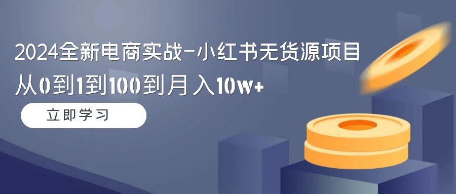 2024全新电商实战-小红书无货源项目：从0到1到100到月入10w+-随风资源网