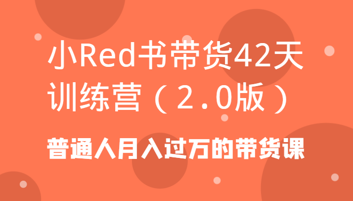 小Red书带货42天训练营(2.0版)普通人月入过万的带货课-随风资源网