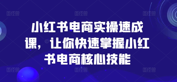 小红书电商实操速成课，让你快速掌握小红书电商核心技能-随风资源网