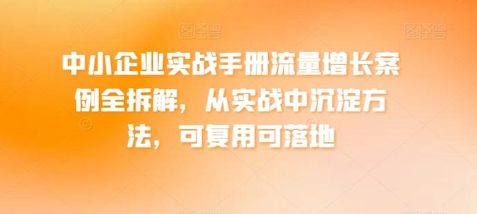 中小企业实战手册流量增长案例全拆解，从实战中沉淀方法，可复用可落地-随风资源网