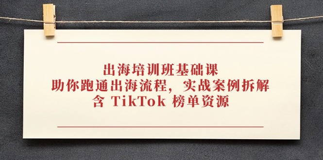 出海培训班基础课，助你跑通出海流程，实战案例拆解，含 TikTok 榜单资源-随风资源网