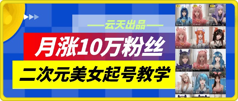 云天二次元美女起号教学，月涨10万粉丝，不判搬运-随风资源网