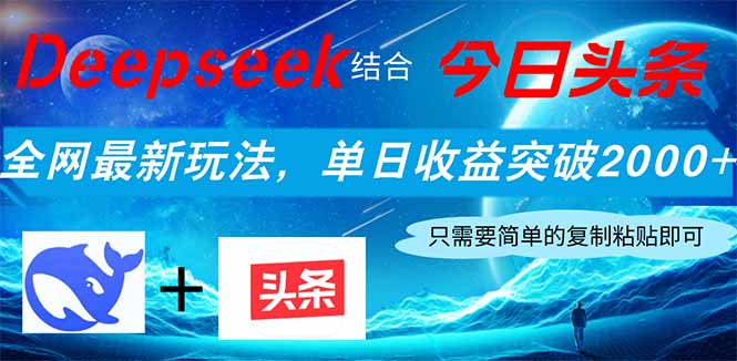Deepseek结合今日头条，全网最新玩法，单日收益突破2000+，小白轻松上手-随风资源网