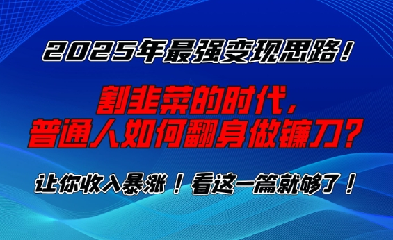 2025年最强变现思路，割韭菜的时代， 普通人如何翻身做镰刀？【揭秘】-随风资源网