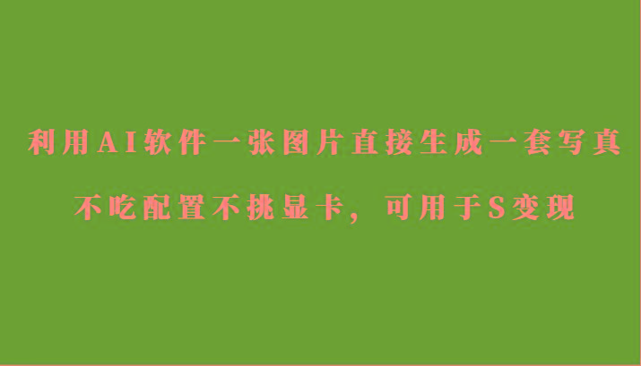 利用AI软件只需一张图片直接生成一套写真，不吃配置不挑显卡，可用于S变现-随风资源网