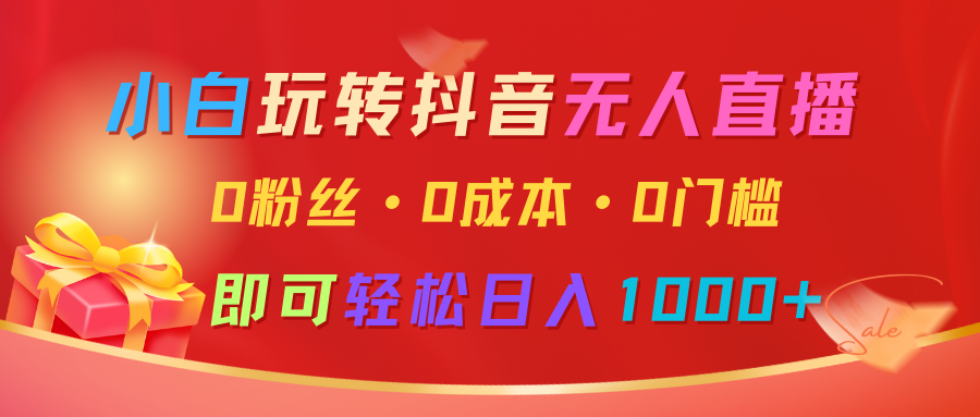小白玩转抖音无人直播，0粉丝、0成本、0门槛，轻松日入1000+-随风资源网