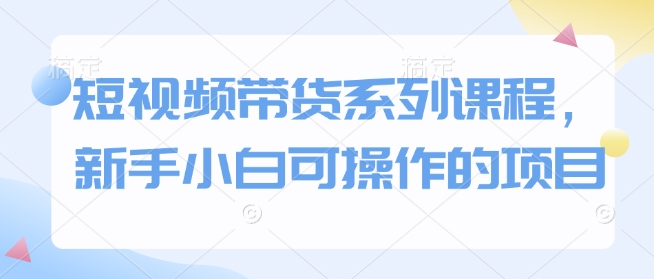 短视频带货系列课程，新手小白可操作的项目-随风资源网