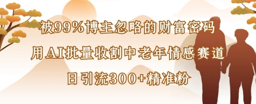 被99%博主忽略的财富密码：用AI批量收割中老年情感赛道，日引流300+精准粉-随风资源网