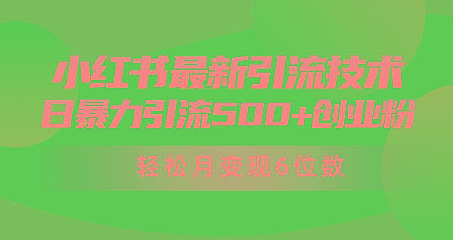 (9871期)日引500+月变现六位数24年最新小红书暴力引流兼职粉教程-随风资源网