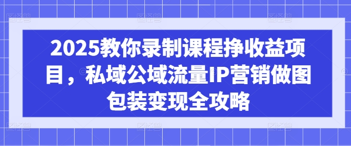 2025教你录制课程挣收益项目，私域公域流量IP营销做图包装变现全攻略-随风资源网