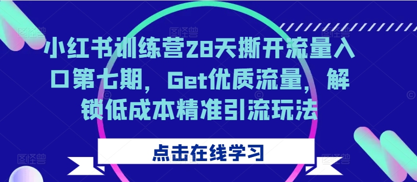 小红书训练营28天撕开流量入口第七期，Get优质流量，解锁低成本精准引流玩法-随风资源网