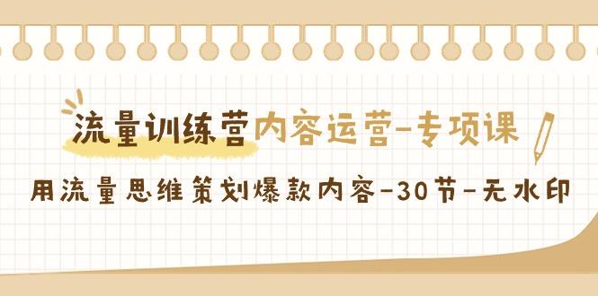 流量训练营之内容运营专项课，用流量思维策划爆款内容(30节课)-随风资源网